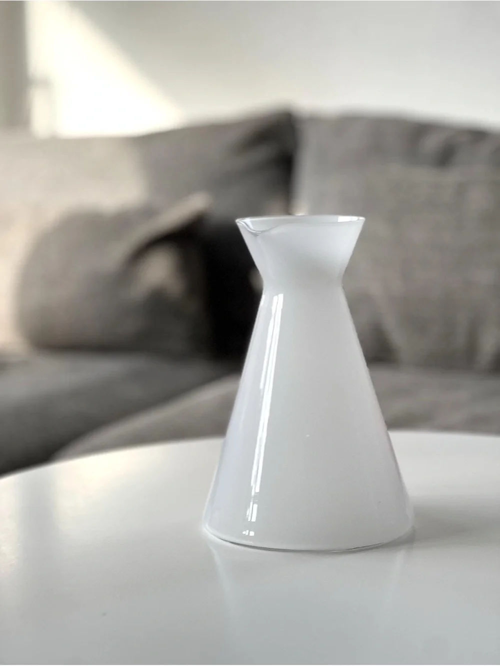 Vintage IKEA Leende Carafe by Anne Nilsson: White Glass Pitcher